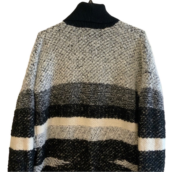 Banana Republic Landscape Long Black Grey Cream Open Front Cardigan Size Medium - Picture 10 of 15